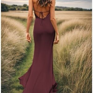 Elegant Burgundy Evening Gown
